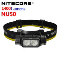 Latest NITECORE NU50 1400 lumen headlamp with built-in 4000 mA battery, USB direct charging support, dual red and white light sources