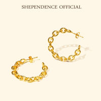 Shependence ต่างหูห่วงก้านโซ่มินิมอล 25 มม (Chain Link Hoop Earrings)