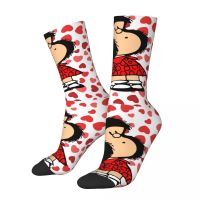 Fashion Mafalda Heart Skateboard Socks Amine Cartoon Polyester Crew Socks for Women Men Non-slip Socks Tights