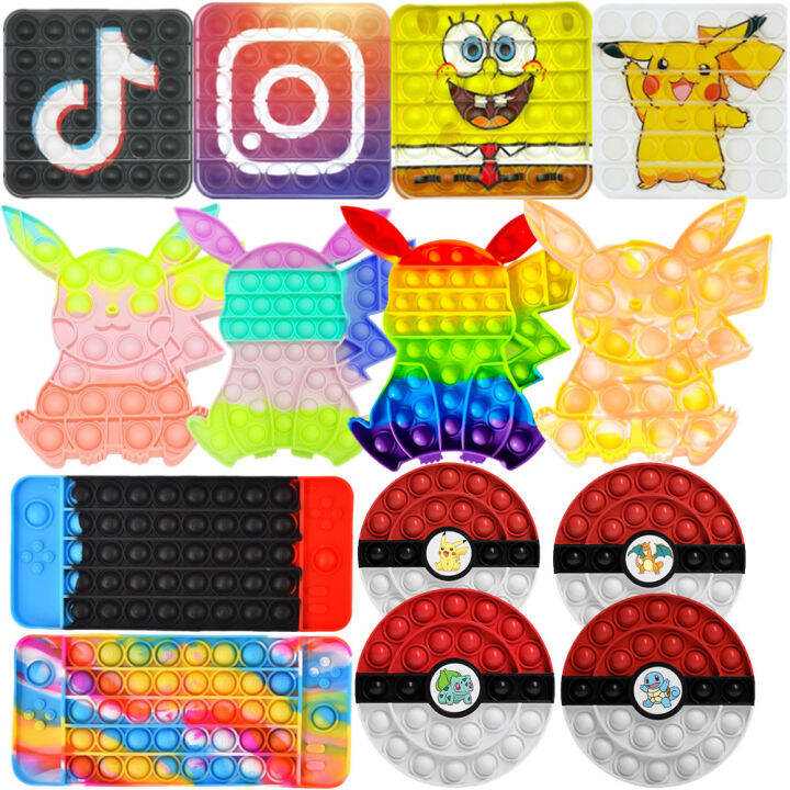 Pop It Pokemon Pikachu Charizard Game Console Fidget Toys Squishy ...