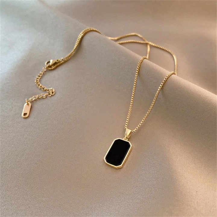 long-women-black-gold-exquisite-jewelry-minimalist-necklace-rectangular