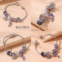 A15 สร้อยข้อมือ BEAUTIFUL Dark Blue  ดวงดาวน้ำเงิน ไม่ลอก ไม่ดำ สายปรับไม่ได้ จัดส่งทุกวัน