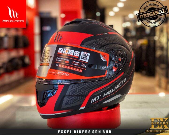 MT HELMET ATOM TECH SX2 MATT BLACK/RED / MT HELMET / MODULAR HELMET