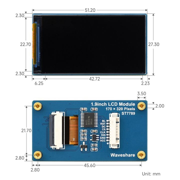 waveshare-1-set-lcd-display-lcd-display-module-170x320-pixels-spi-interface-262k-color-screen-for-raspberry-pi-arduino-stm32
