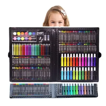 208Pcs Kids Drawing Kit Cartoon Design Assorted Bright Colors Multi Purpose  Colored Crayon For Coloring Painting Drawing Set