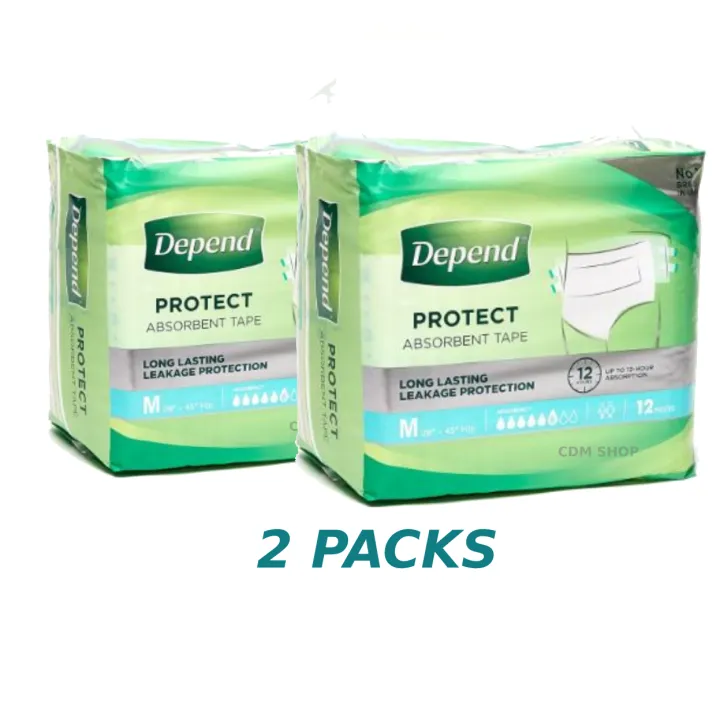 Depend Protect Medium Tape Diaper 12s x 2 packs Lazada PH
