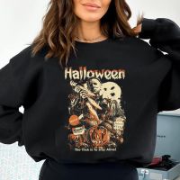 Colorful Halloween the trick is to stay alive Sweatshirt Horror halloween pullovers Women fashion cotton casual vintage Tops