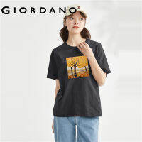 GIORDANO Women Art Series T-Shirts 100% Cotton Print Tshirts Crewneck Short Sleeve Summer Fashion Relaxed Casual Tee 99393071 105