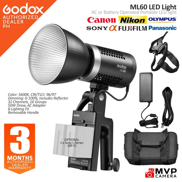 GODOX ML60 ML60w ML60 Portable LED Light AC or Battery Operated MVP
