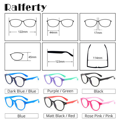 Ralferty Flexible Silicone Kids Glasses Child Blue Light Round Vintage Pink Grade Prescription No Diopter K8217