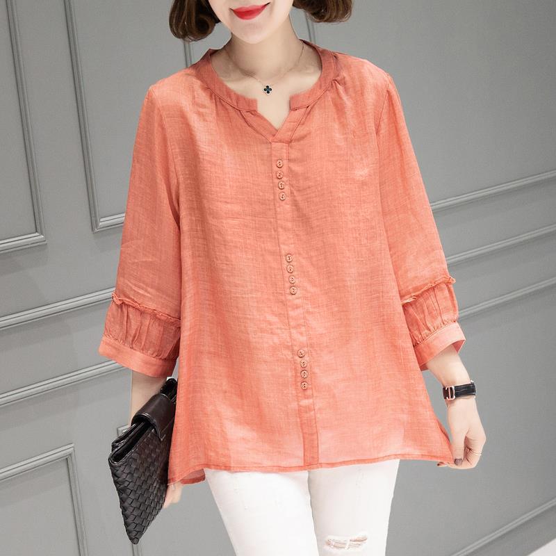 3/4 Sleeve Shirts for Women Summer Tops V Neck Loose Pullover Comfy Soft Blouses Cute Printed Tshirts Summer Blouse 