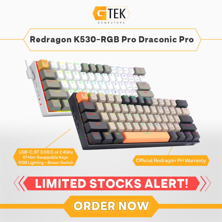 Redragon K530-RGB-Pro Draconic Pro Wireless BT 2.4Ghz Mechanical ...