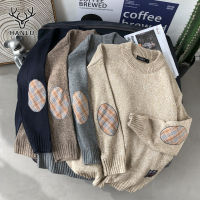 ○ hnf531 Hanlu New large-size mens pasted knit sweater round neck loose casual blouse blouse jacket men