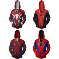 Spider-Man Hoodie แจ็คเก็ตลำลองสำหรับบุรุษเหล็กเดอร์แมนเวนเจอร์สเดอร์แมนซิปเสื้อ