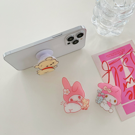 Melody Pooh Unicorn Bear Bunny Cinnamonroll Glitter Sand Phone Holder Stand Secure Grip Accessories