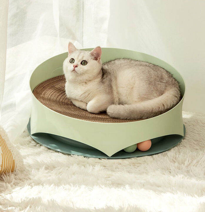 สินค้าใหม่-rabbit-selection-pet-petshy-monets-sweetheart-scratching-board-ที่ลับเล็บแมวพร้อมลูกบอล