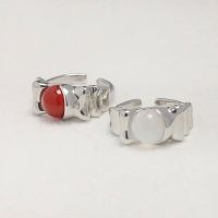 [COD] Agate stone ring niche design advanced sense 925 silver fashion versatile opening adjustable