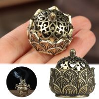 Chinese Ancient Style Cense Stick Holder Home Decoration Incense Burner Retro Brass Censer Hollow Lotus Mini Qilin Head