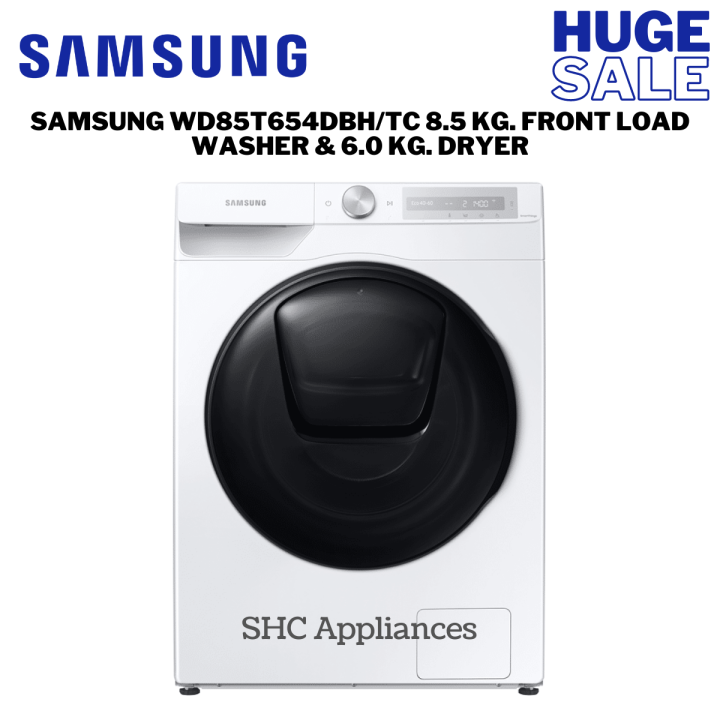 Samsung WD85T654DBH/TC 8.5 kg. Front Load Washer & 6.0 kg. Dryer