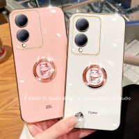 ของมาใหม่ เคส Phone Case VIVO Y17s VIVOY17s 4G INS เคสโทรศัพท์ ซิลิโคนที่สร้างสรรค์สีลูกกวาดแสนสนุกพร้อมที่วางแมวกวักนำโชครูปการ์ตูนน่ารัก2023