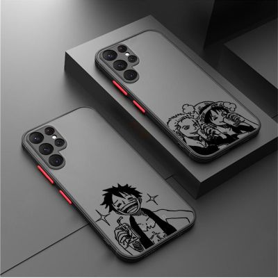 （shine electron）เคสโทรศัพท์เคลือบสำหรับ S22 S23 Samsung Galaxy S8 S9 S10 FE เพิ่ม S7 Note 20อัลตร้า10เบา Luffy Zoro กินเครื่องดื่มแบบ Usopp