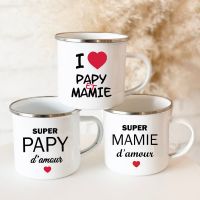 ถ้วยใส่นมน้ำดื่มถ้วยกาแฟสร้างสรรค์พิมพ์ลาย Super Papy Mamie เหยือกลงยาของขวัญอุปกรณ์การดื่มบ้านสำหรับคุณปู่คุณย่า