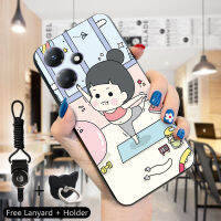 เคส PMP สำหรับ Infinix เคสโทรศัพท์ป้องกัน TPU ซิลิโคนนิ่มลายการ์ตูนแนวสปอร์ตน่ารักแหวนใส่นิ้ว30 30i 30 Play (+ เชือกเส้นเล็ก) เคสฝาหลังซิลิโคนนิ่มกันกระแทกสำหรับเด็กผู้หญิง