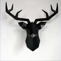 3D Deer Head Wall Decoration Modern Animal Figurine Resin Statue Miniature Home Decoration Accessories Living Room For Gift