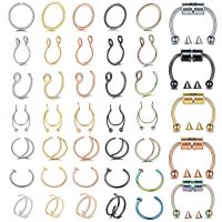 1PC Stainless Steel Septum Rings Fake Nose Ring Hoop Non-Pierced C Clip Lip Ring Earring For Women Fake Piercing Body Jewelry Electrical Connectors