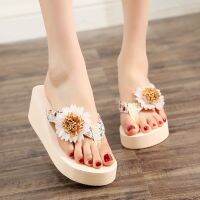 new female drag fashionable leisure vacation seaside floral outside slippers shoes flowers flip-flops