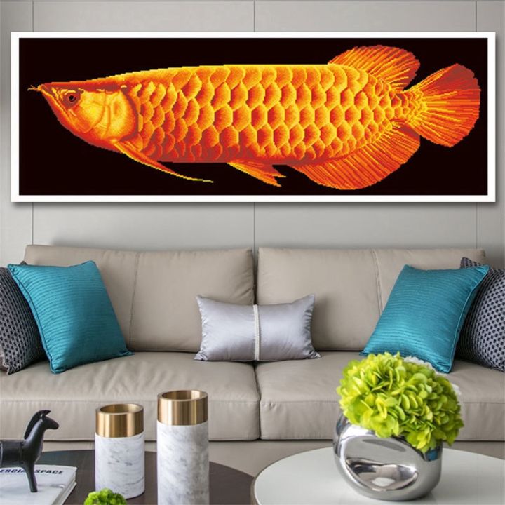 qianzehui-diy-5d-embroidery-round-diamond-arowana-fortune-fish-full-diamond-painting-cross-stitch-needlework