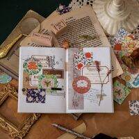 +【】 46Pcs Vintage Pattern Adhesive Stationery Sticker Diy Album Scrapbooking Diary Planner Journal Flowers Sticker Decorative Label