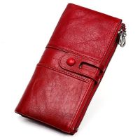 RFID Wallet Women Hasp Zipper Walets Genuine Leather Phone Holder Female Purse Long Womens Wallets Ladies Clutch Coin Purse
