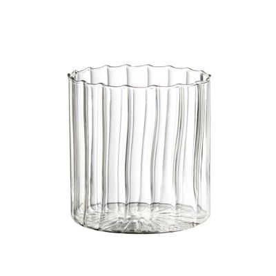 350ML Striped Drinking Glasses Cup Heat-Resistant Whiskey Beer Espresso Coffee Mug Milk Tea Lemon Juice Cup Kitchen Glassware