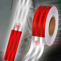 10PcsSet Car Truck Reflective Stickers Safety Warning Tape Waterproof Night Light Trailer Reflector Strip Red And White