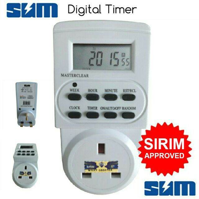 SiRiM Approved Digital Timer Sum 13A 24 Hours Programmable to 1 Minute