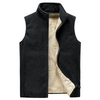 FGKKS Autumn Winter Mens Plus Velvet Vest Coat Solid Color Lamb Fleece Waistcoat Large Size Thick Warm Soft Fashion Vest Male