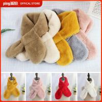 PING3693 ตุ๊กตาขนกระต่ายปลอม ผ้าพันคอแบบไขว้ สีทึบทึบ หนาขึ้น ผ้าพันคอคอผ้าพันคอ ฤดูหนาวที่อบอุ่น ผ้าพันคอตัดผ้าพันคอ เด็กผู้ชายเด็กผู้ชาย