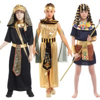 ✒ Ancient Egypt Egyptian Pharaoh Prince Princess Halloween Costume for Children Cosplay Costumes Boys Girl Clothing
