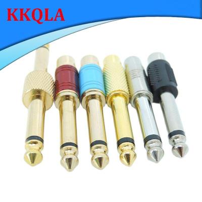QKKQLA Audio 6.35mm 1/4" Male Mono Plug 6.5mm to RCA Female socket 6.5mm Converter Jack Adapter Connector Plug Sound Mixer Gold plated