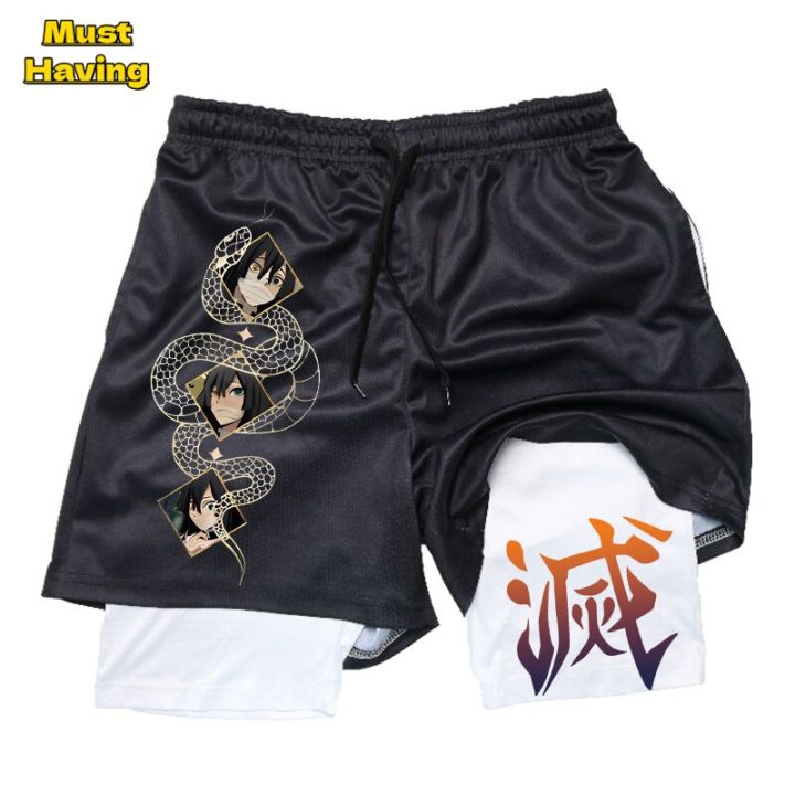 Anime Demon Slayer Print Gym Shorts Men 2 In 1 Performance Sports Shorts  Breathable Quick Dry Short Pants Sportswear Sweatpants - AliExpress