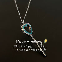 Classic love exclusive blue 925 sterling silver chain key pendant necklace water ripple love lovers valentines birthday