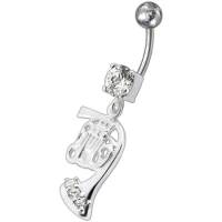 FancySilver  Girl Jeweled Dangling SS Bar Belly Ringผู้หญิงเงินเจาะหน้าท้องแฟชั่นลิปหู