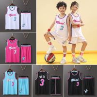 shot goods 3 Dwyane Wade NBA Miami Heat High Quality Dri-FIT Basketball Jersey Set Sports Clothing for Kids Youth