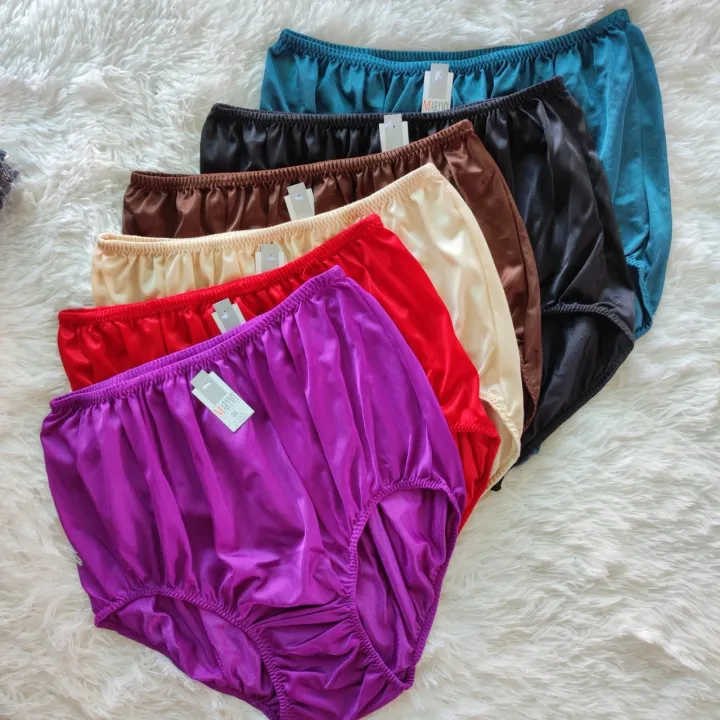 กางเกงในคนอ้วน คนตัวใหญ่ ผ้าไนล่อนโพลีเอสเตอร์ แพ็ค6ตัว คละสี เต็มตัว