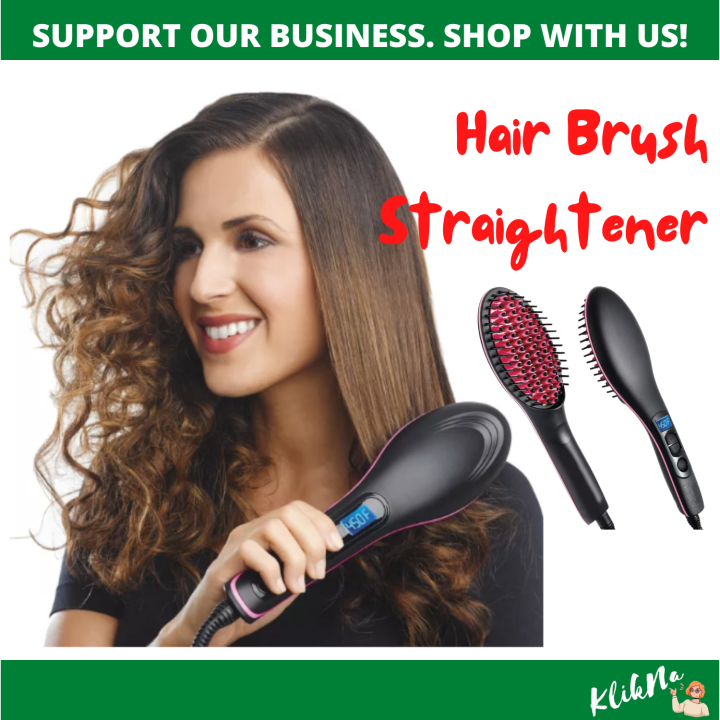 KlikNa Electric Hair Straightener Brush Hair Straightening Comb LCD