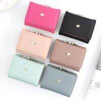 Dompet Koin Wanita Fashion Warna Permen Baru Tas Clutch Tempat Kartu Wanita Perempuan Pengait Hati Dompet Pendek Antik Warna Solid Kulit