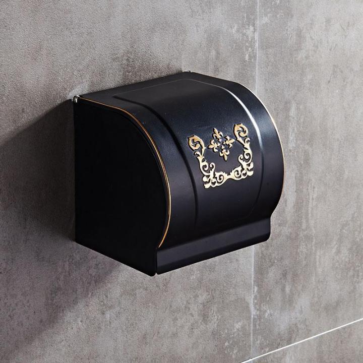 blackwhite-toilet-paper-holder-wall-mounted-waterproof-roll-paper-tissue-box-brass-bathroom-accessories