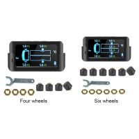 หน้าจอแรงดันลมยางไร้สาย6เซ็นเซอร์เครื่องมือวินิจฉัยแรงดันลมยางพลังงานแสงอาทิตย์จอแสดงผล LCD ชาร์จ USB สำหรับรถบรรทุก RV อัตโนมัติ