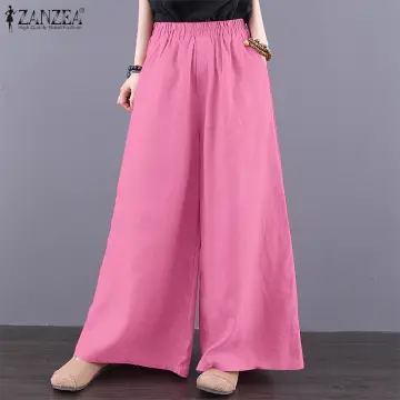smiley embroidered wide leg pants for girls women Korean cute sweet style  high waist trousers